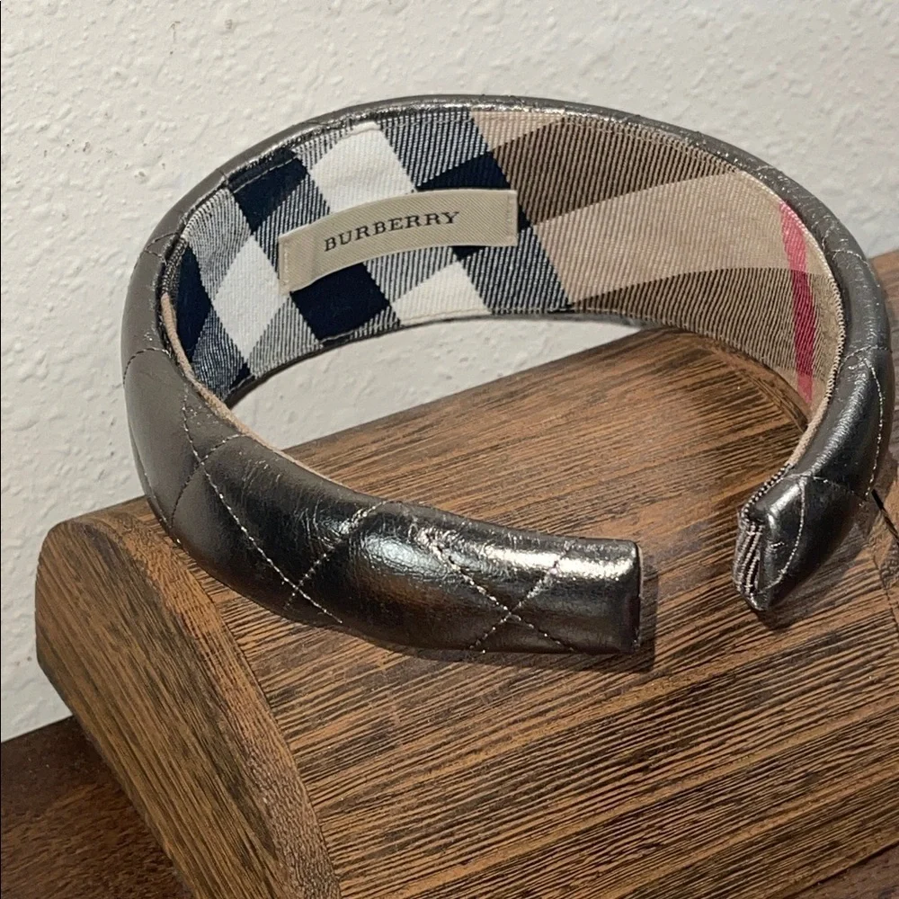 BURBERRY BRONZE GENUINE LEATHER QUILTED HEADBAND